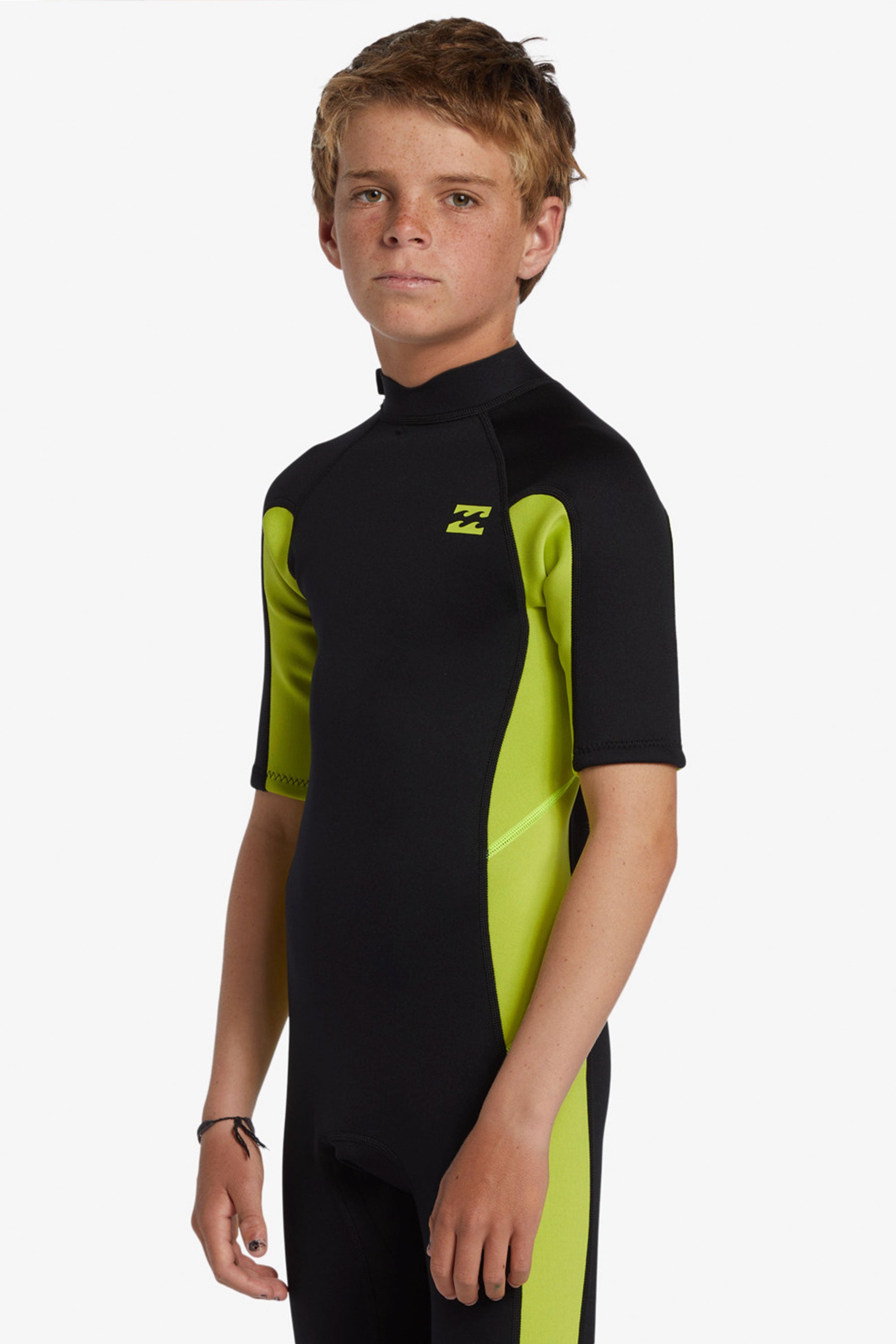 Side angle of the Billabong Foil 2/2mm Short Sleeve Springsuit for kids