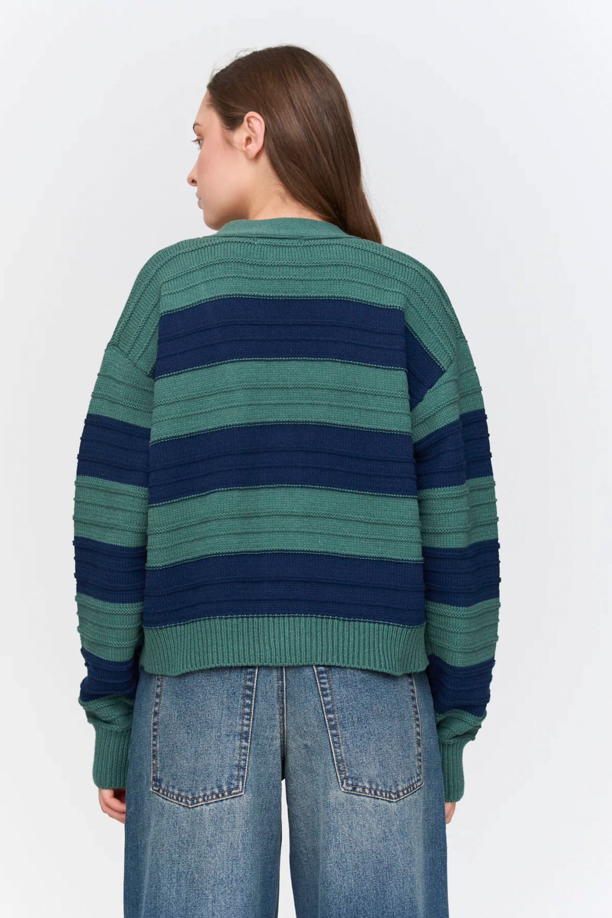 24 Colours Happylifeshops striped knit cardigan soft texture bold bands