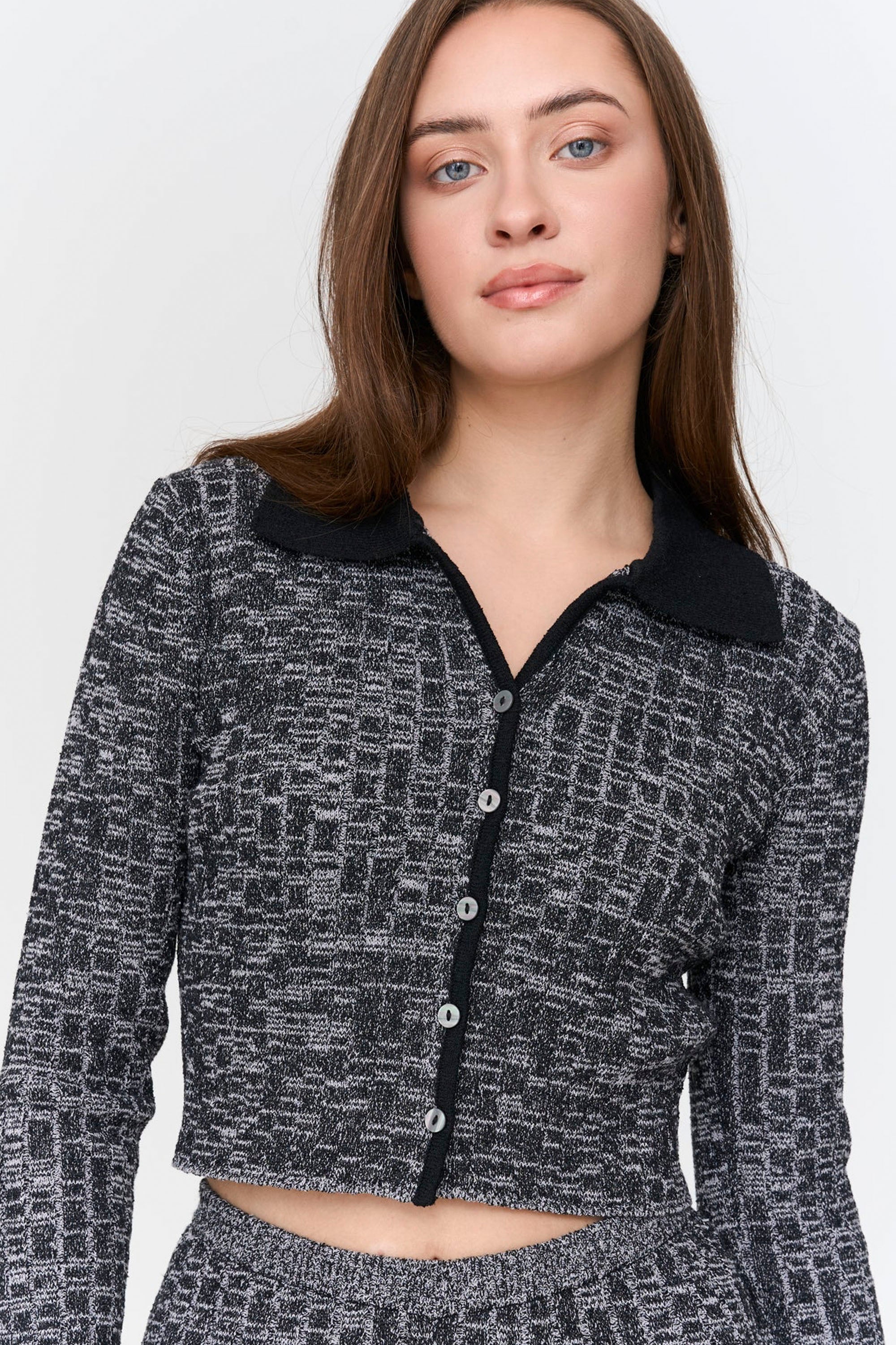 24 Colours Happylifeshops marled cardigan relaxed drape textured knit style