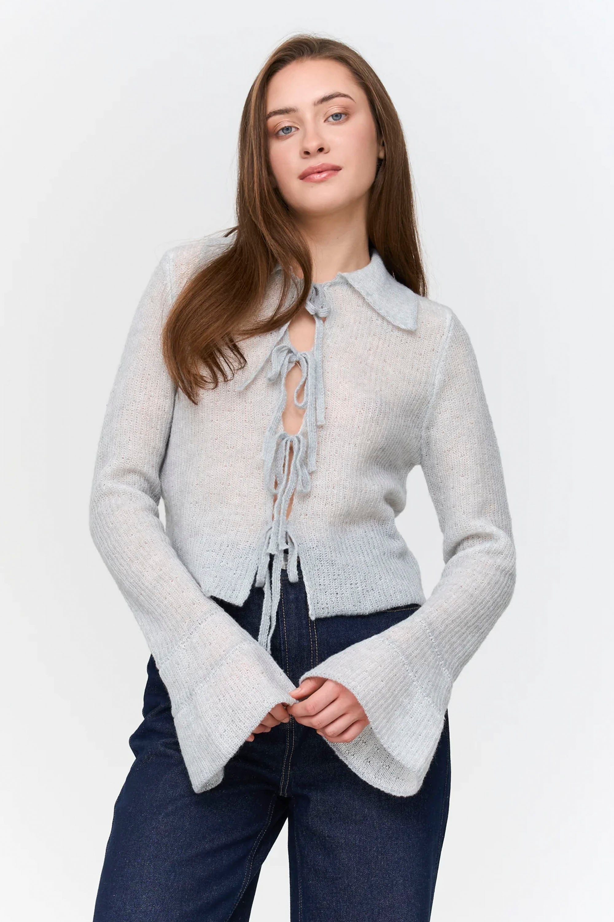 24 Colours Happylifeshops blue knit cardigan relaxed drape soft texture