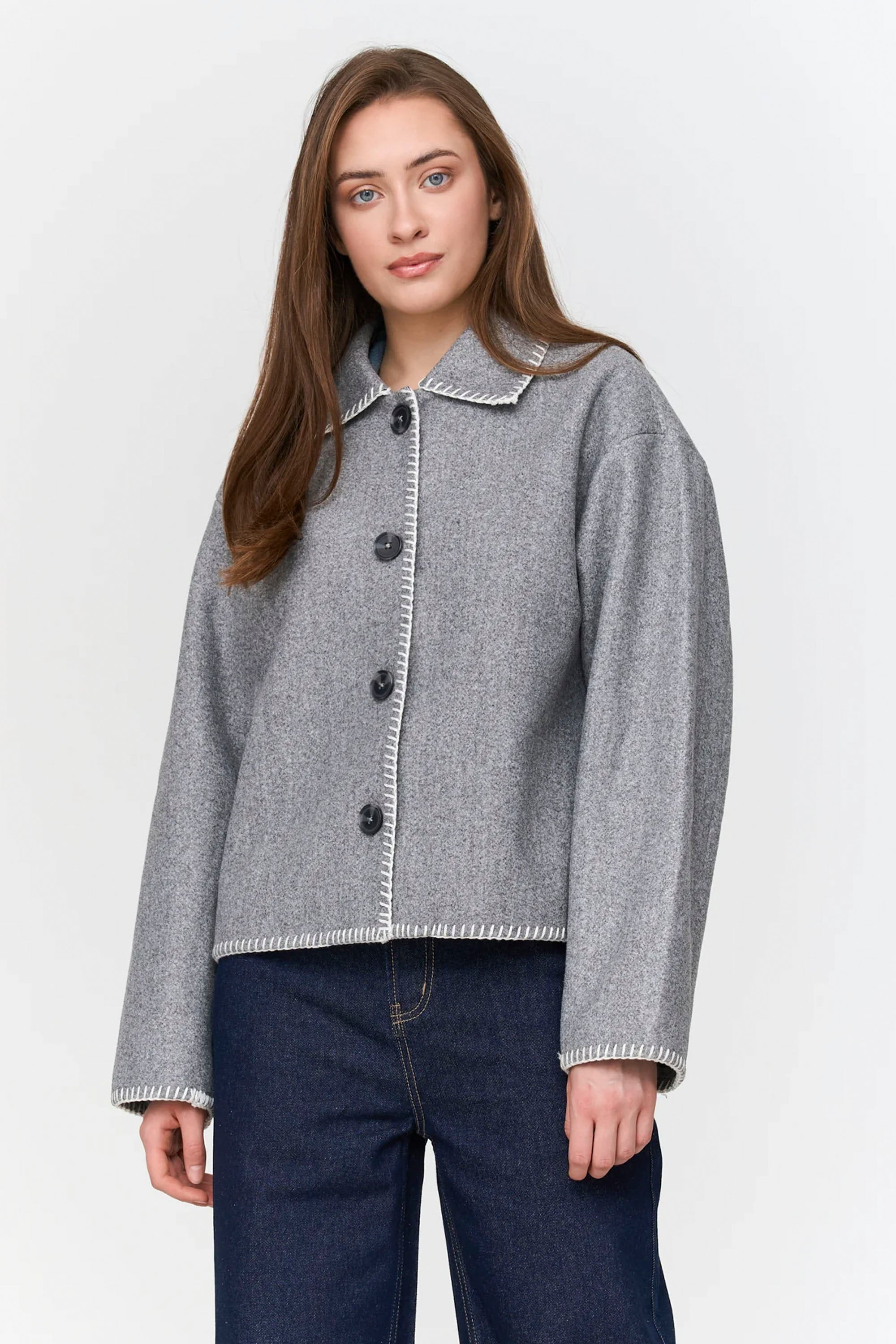 24 Colours Happylifeshops structured winter jacket relaxed cut subtle texture