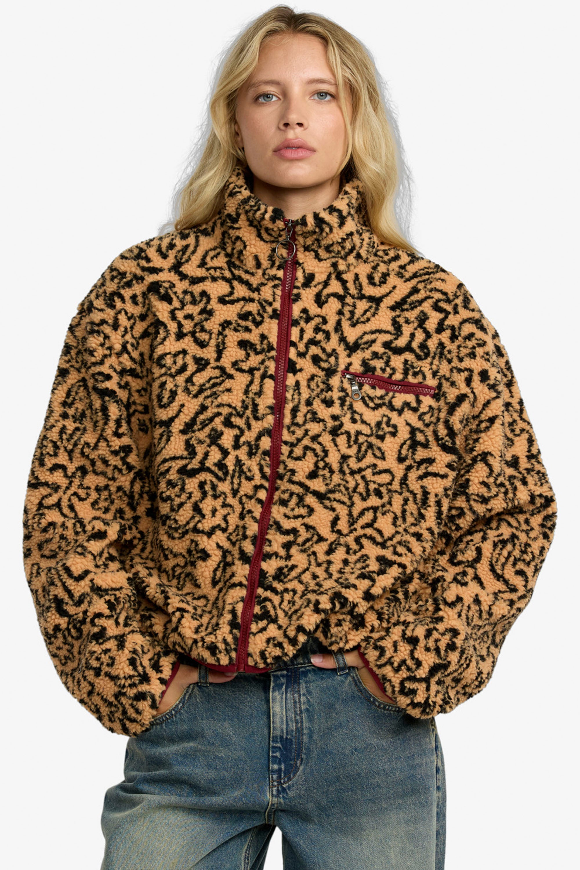 Happylifeshops RVCA Oh Hush sherpa jacket women plush texture relaxed fit