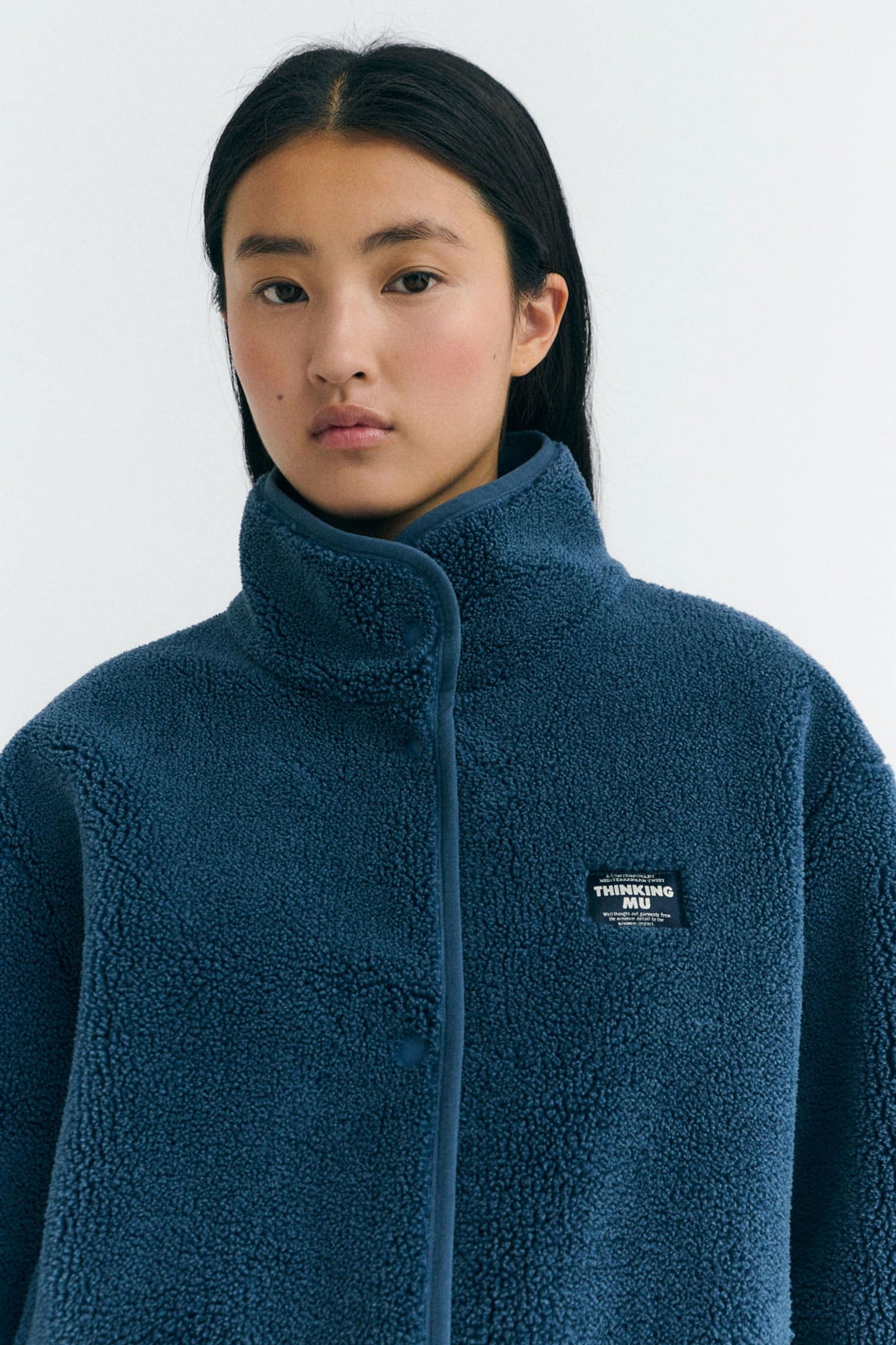 Happylifeshops Woman Jacket Thinking Mu Fuzz Kourtney Blue