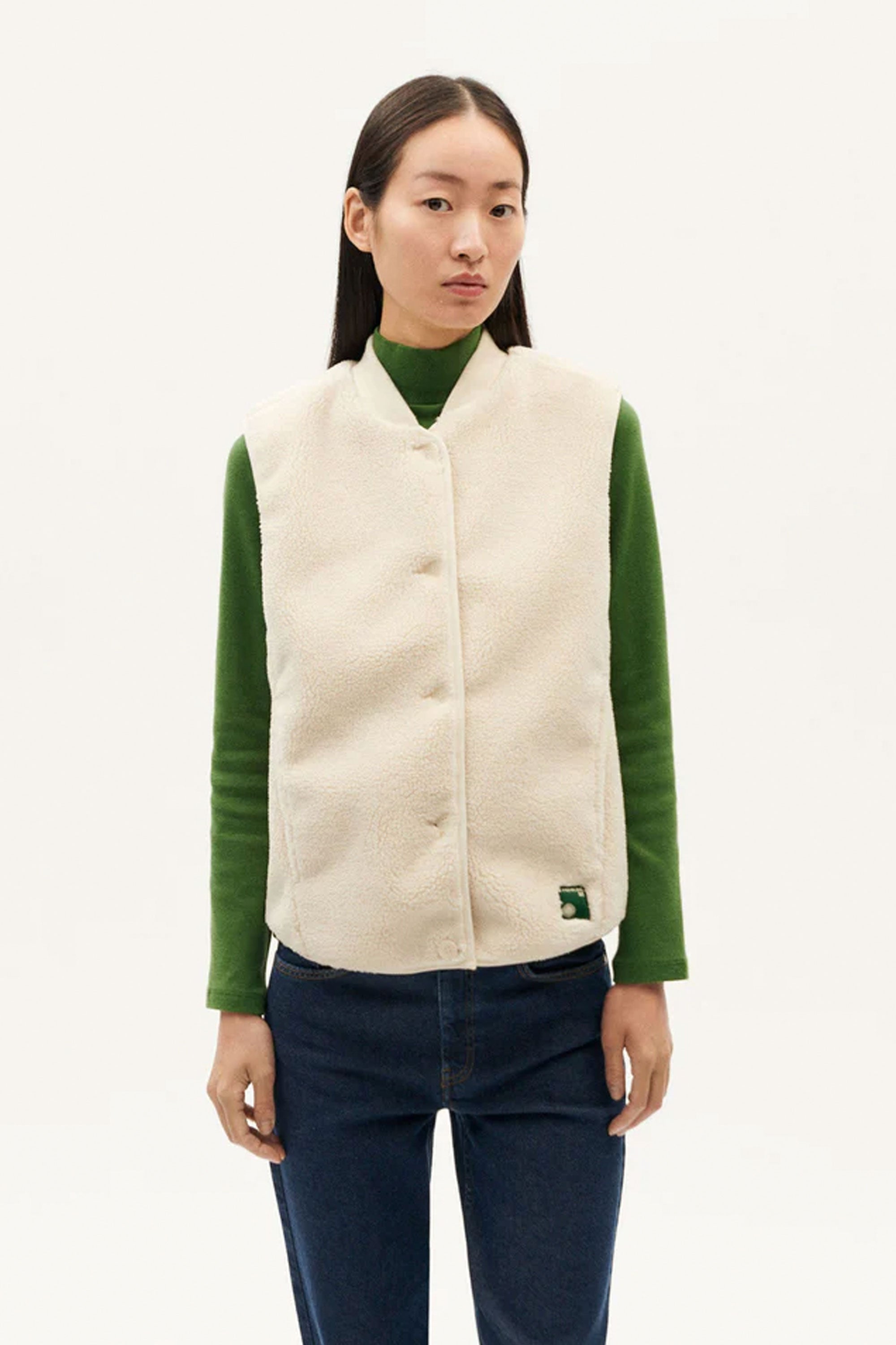 Happylifeshops Woman Jacket Thinking Mu Ivory Jay Vest Ecru