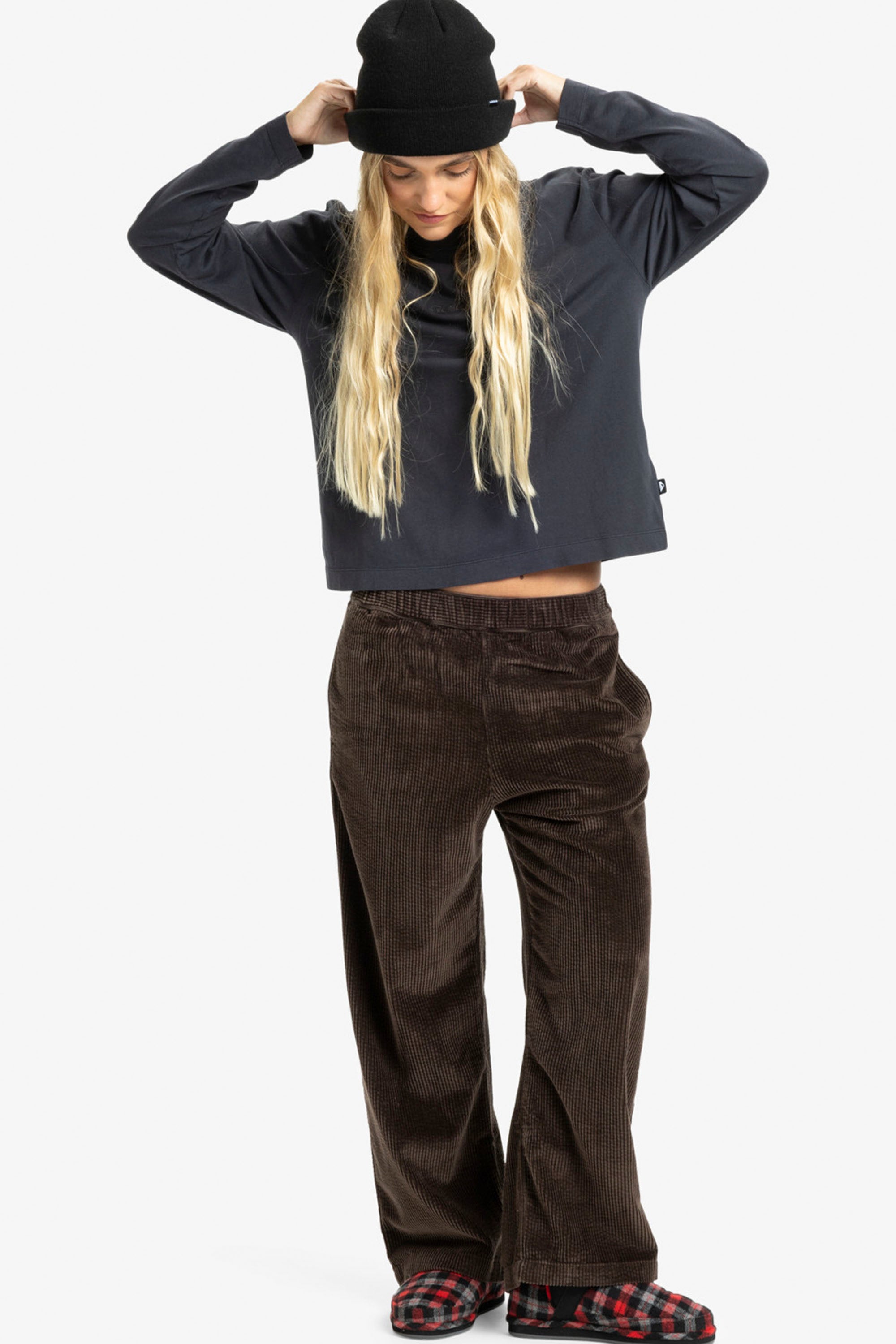 Happylifeshops Quiksilver Payarawa women’s wide-leg cord trousers chocolate brown relaxed fit