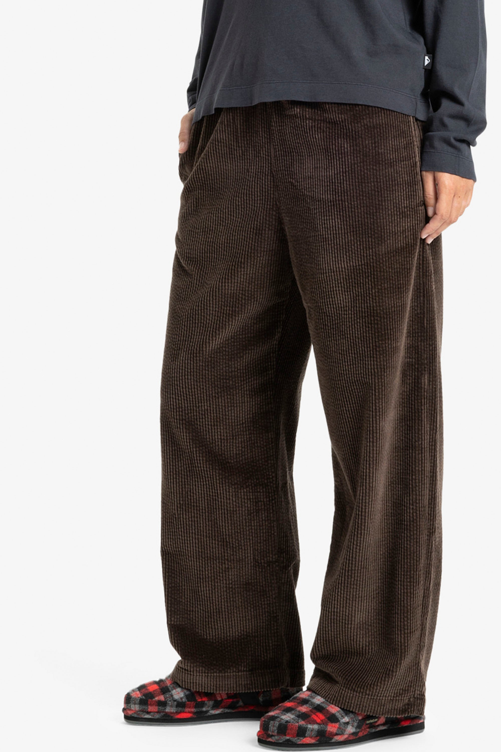 Happylifeshops Quiksilver Payarawa women’s wide-leg cord trousers chocolate brown relaxed fit
