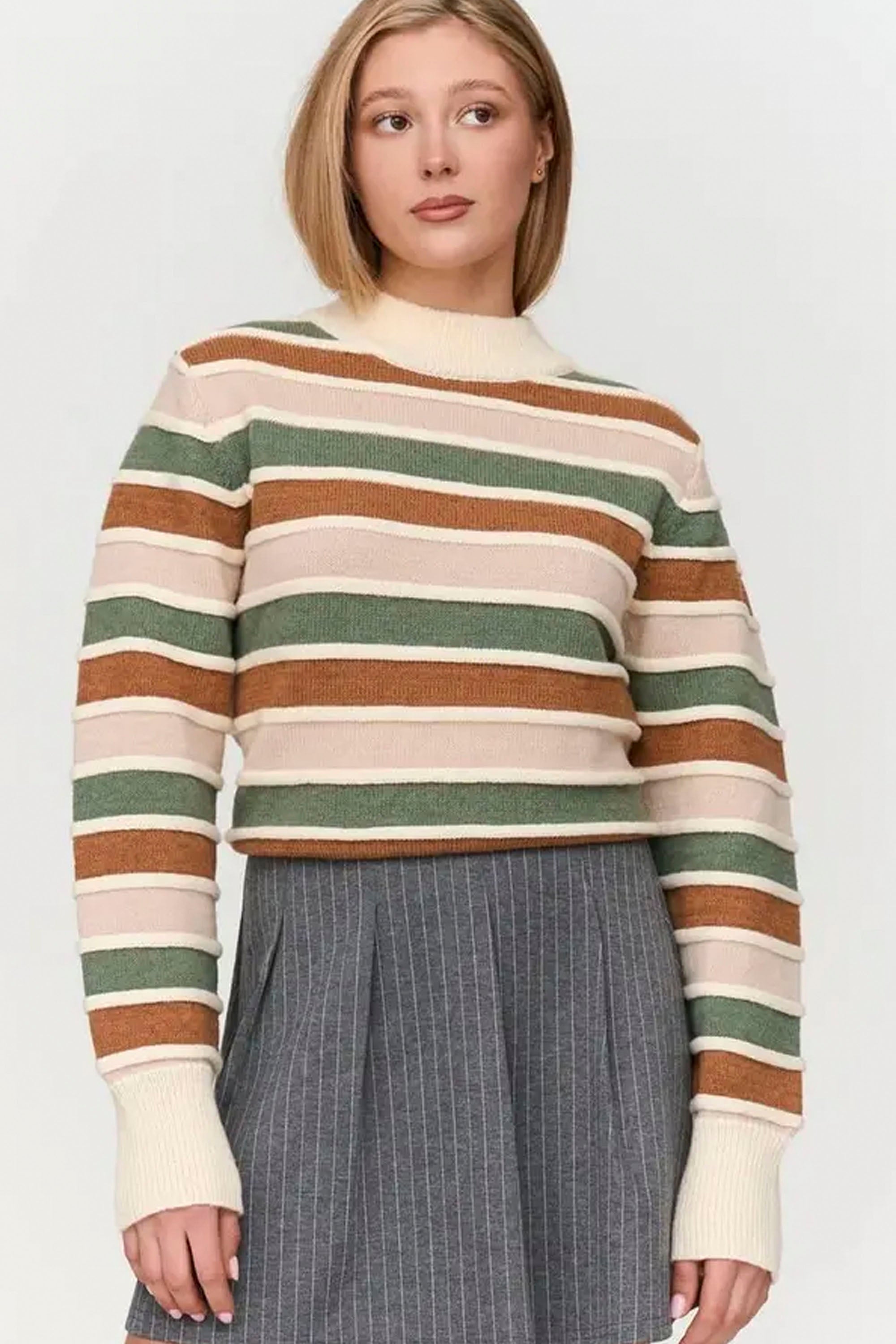 24 Colours Happylifeshops striped knit women’s pullover soft drape