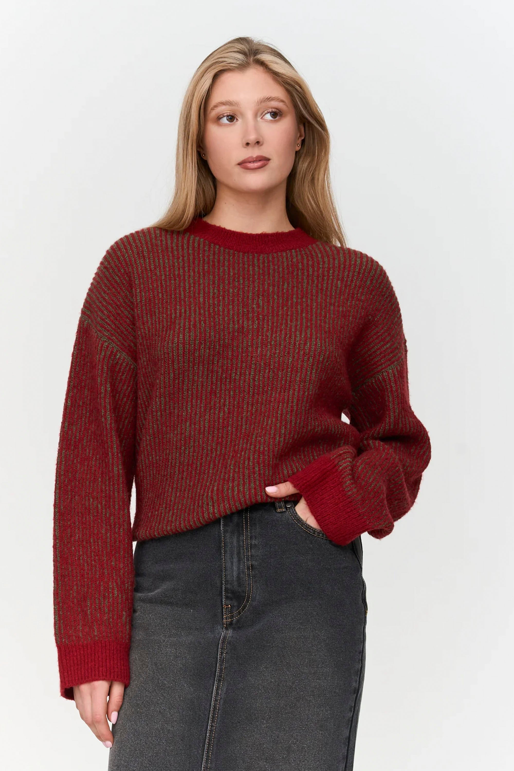 24 Colours Happylifeshops striped knit sweater soft drape relaxed fit