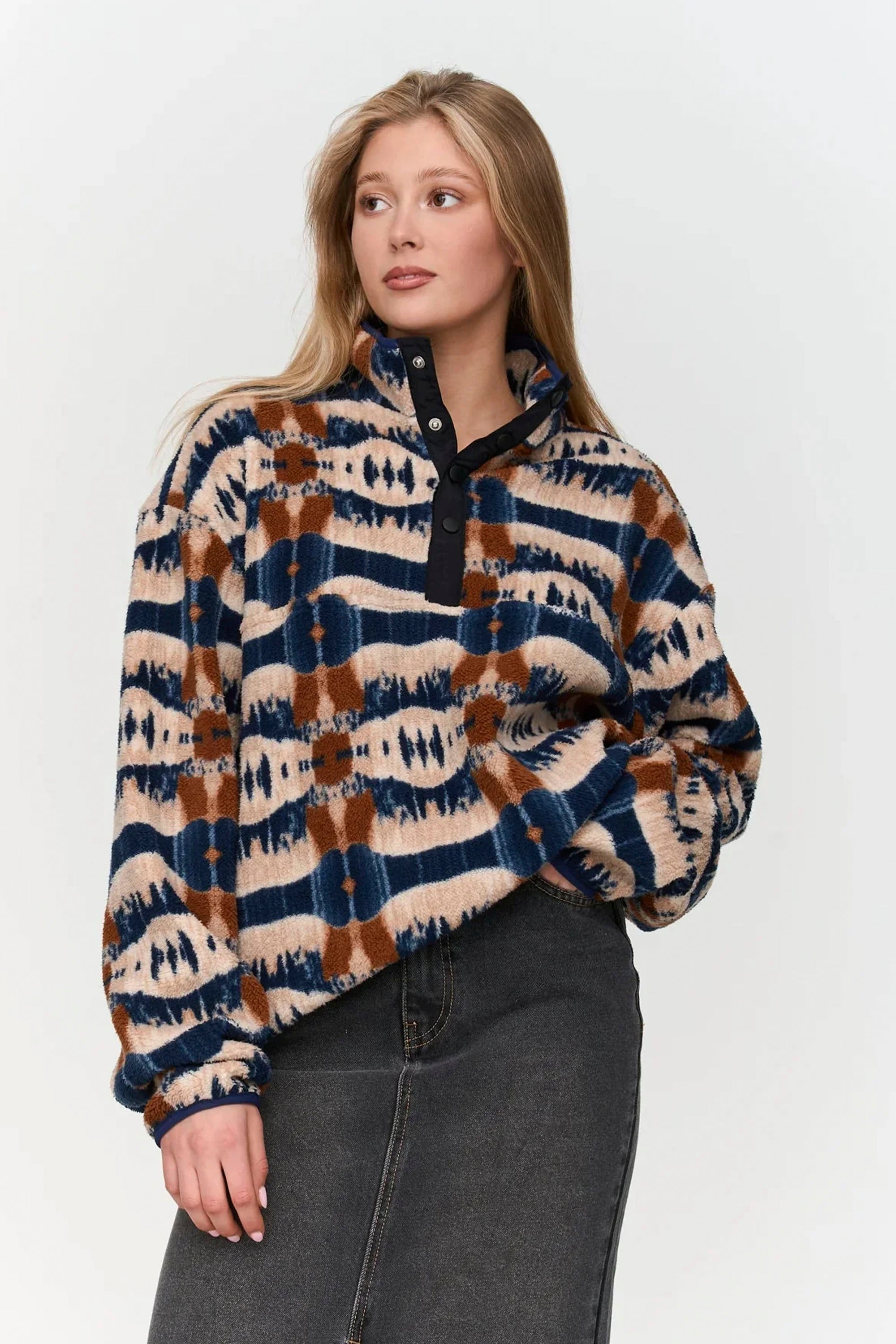 24 Colours Happylifeshops polar fleece half-zip jacket light tone relaxed fit