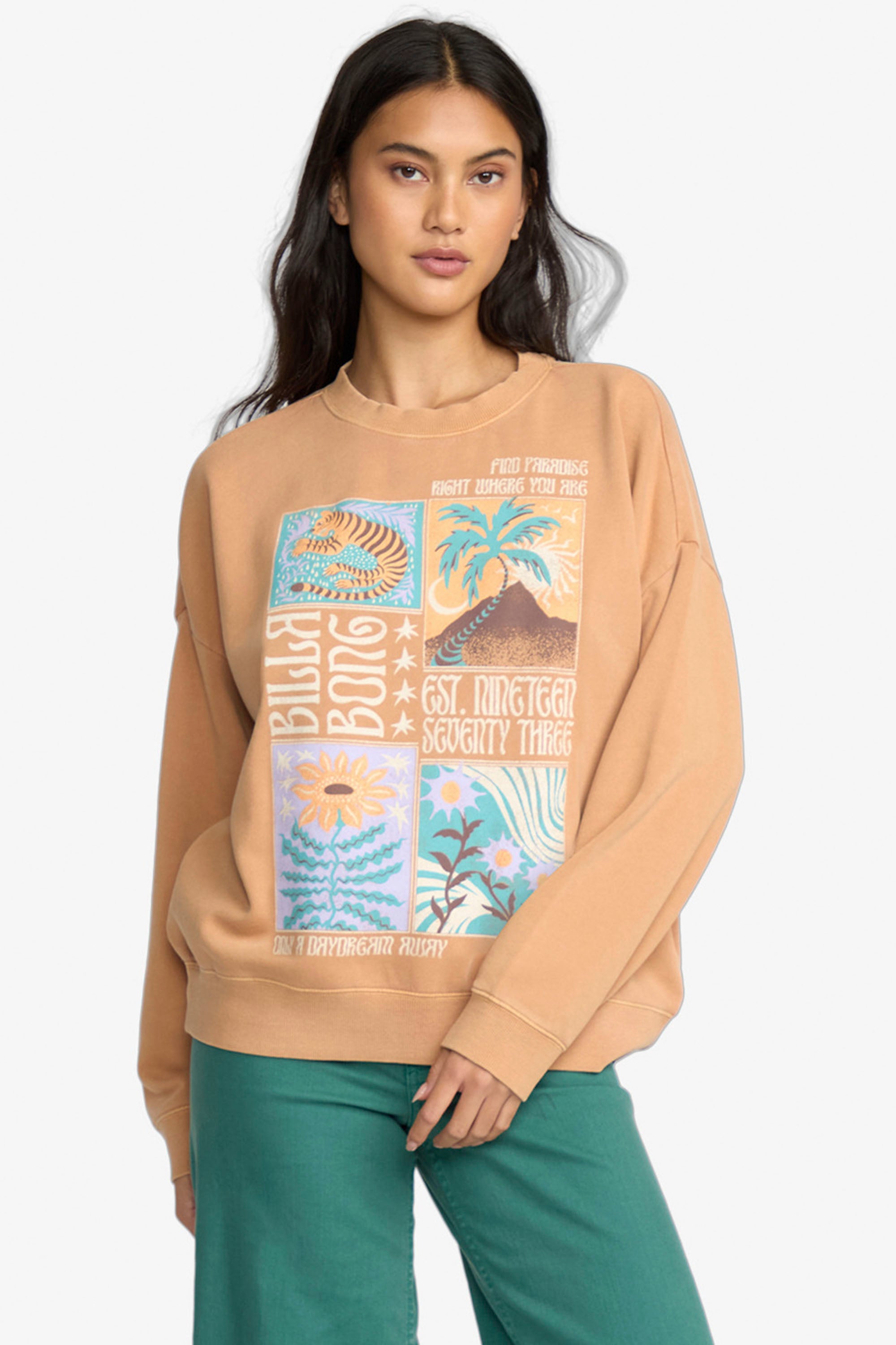 Happylifeshops Billabong Echo sweatshirt muted tones relaxed streetwear