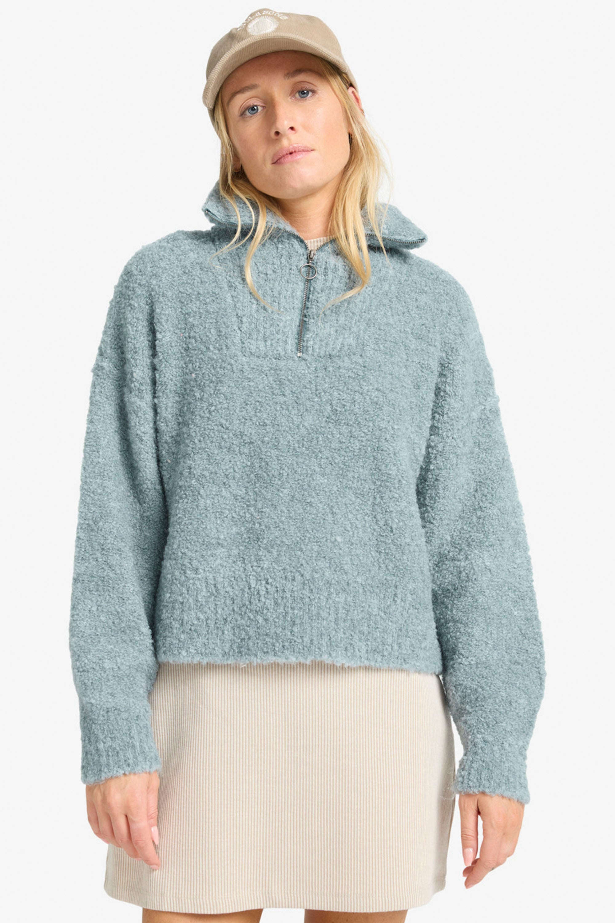 Happylifeshops Billabong Lost Heaven fleece half-zip slate blue relaxed style