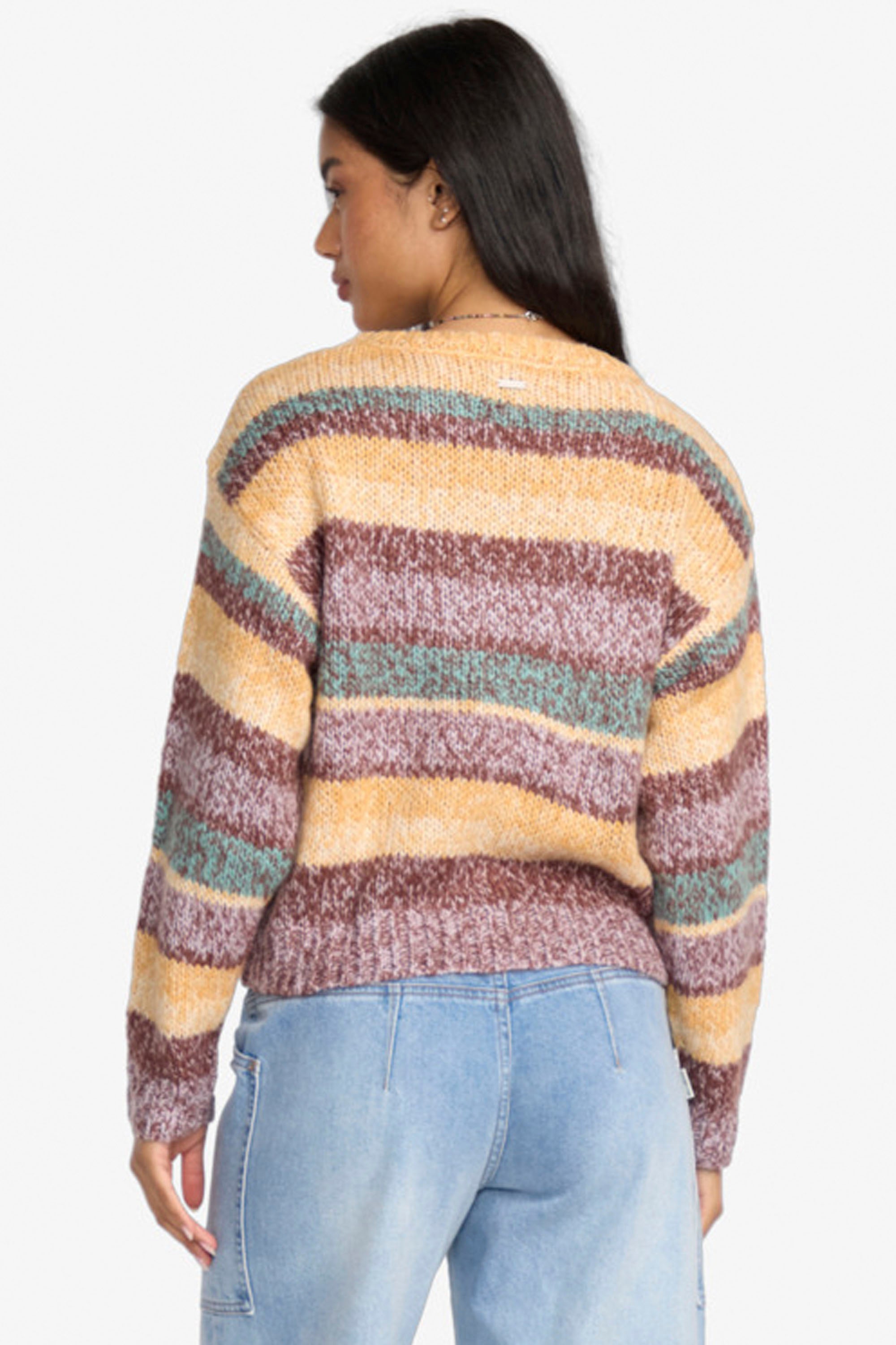 Happylifeshops Billabong So Spaced Out striped knit sweater beige cream tones relaxed fit surf style