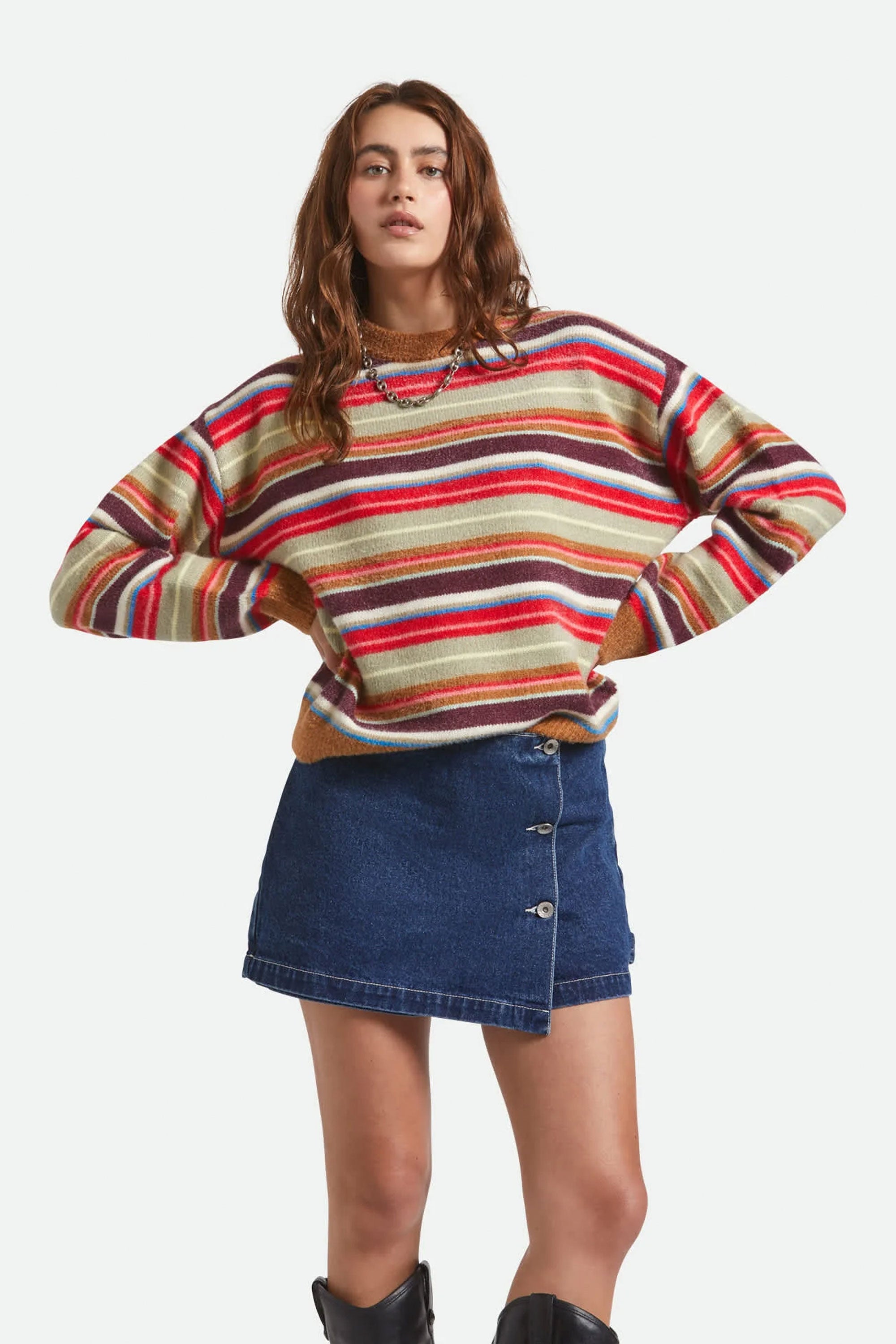 Happylifeshops Woman Sweat Brixton Cozy Crew Sweater Multistripe