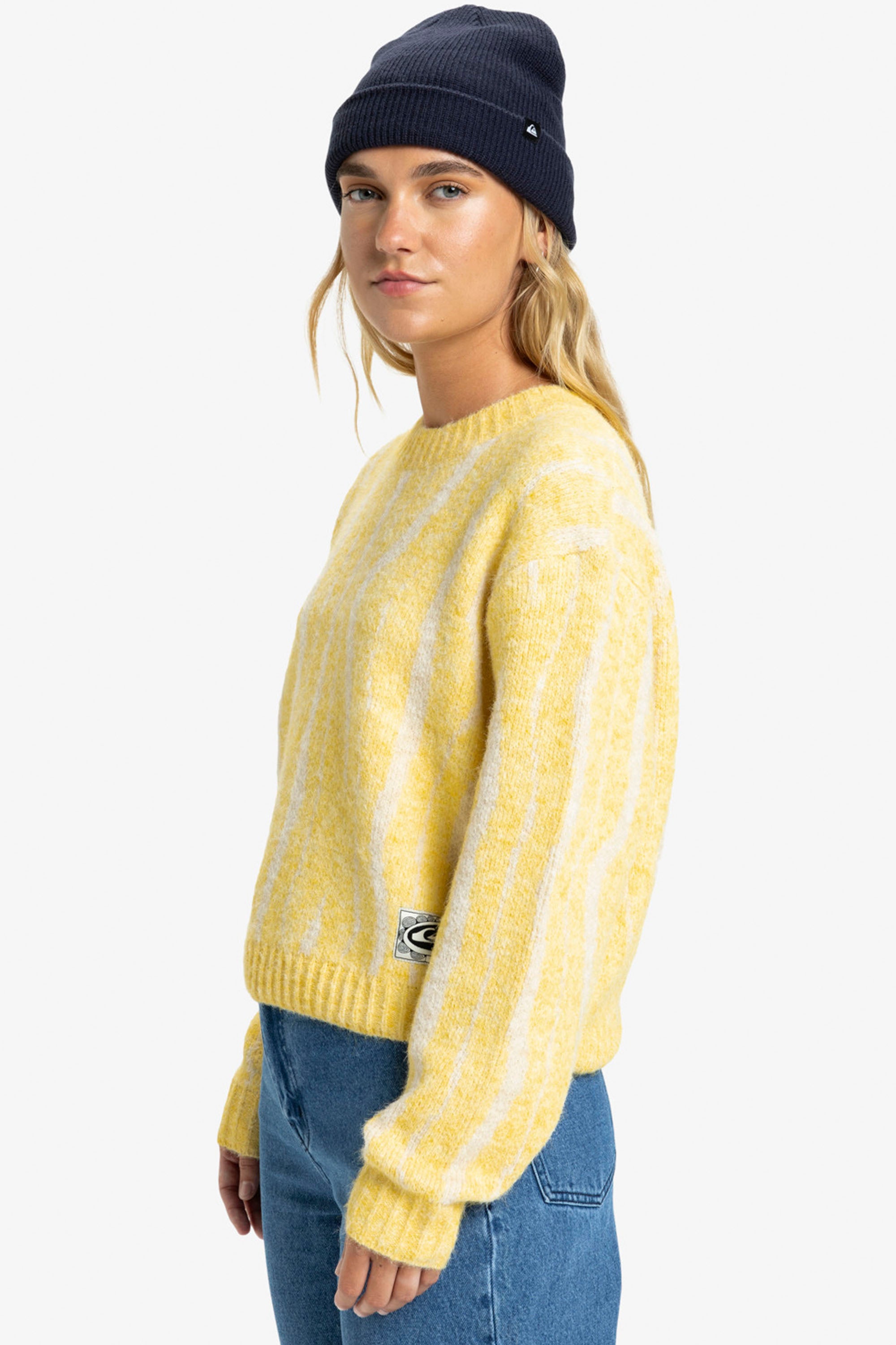 Happylifeshops Quiksilver Selwyn women’s cropped boxy knit jumper rattan sand pattern