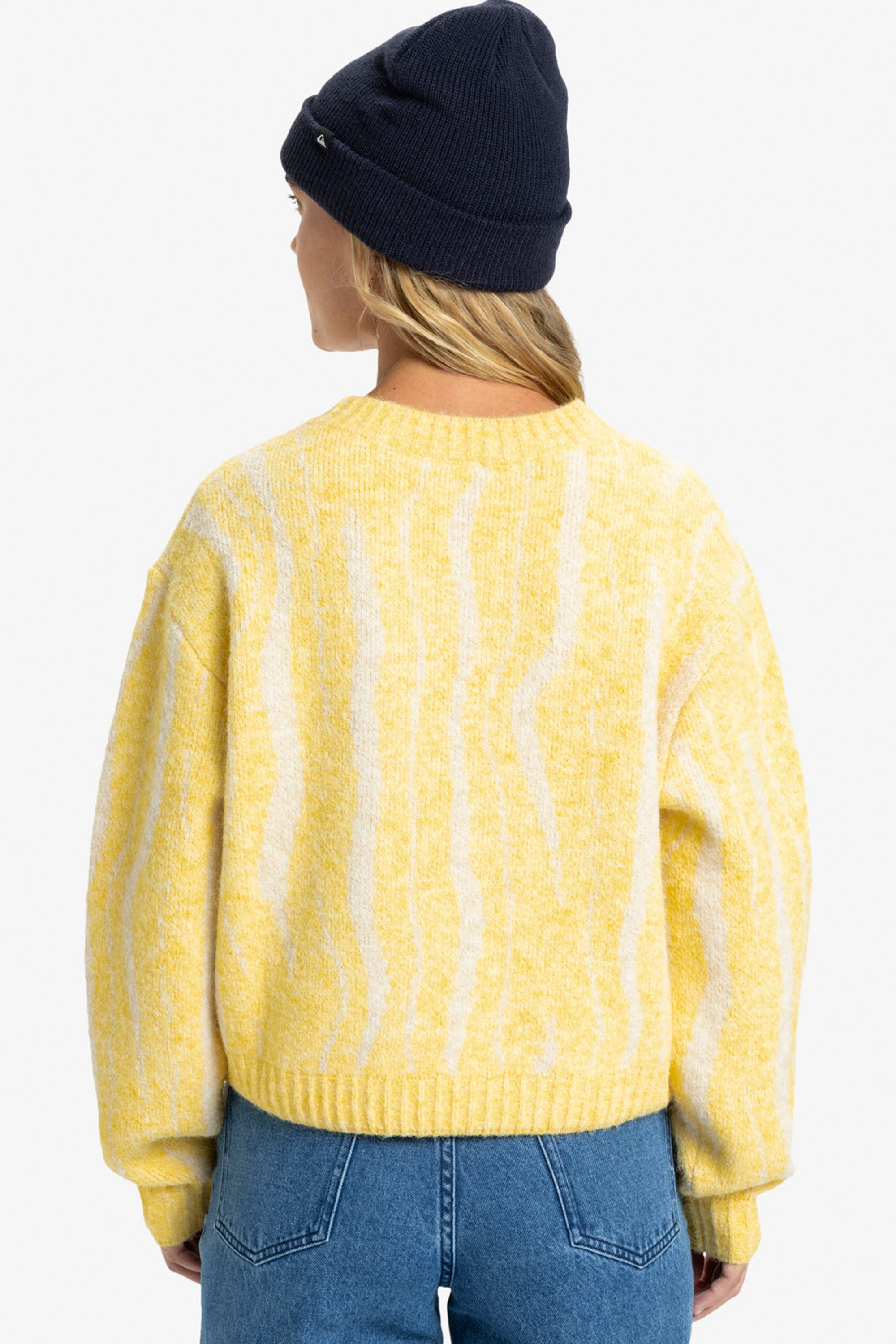 Happylifeshops Quiksilver Selwyn women’s cropped boxy knit jumper rattan sand pattern