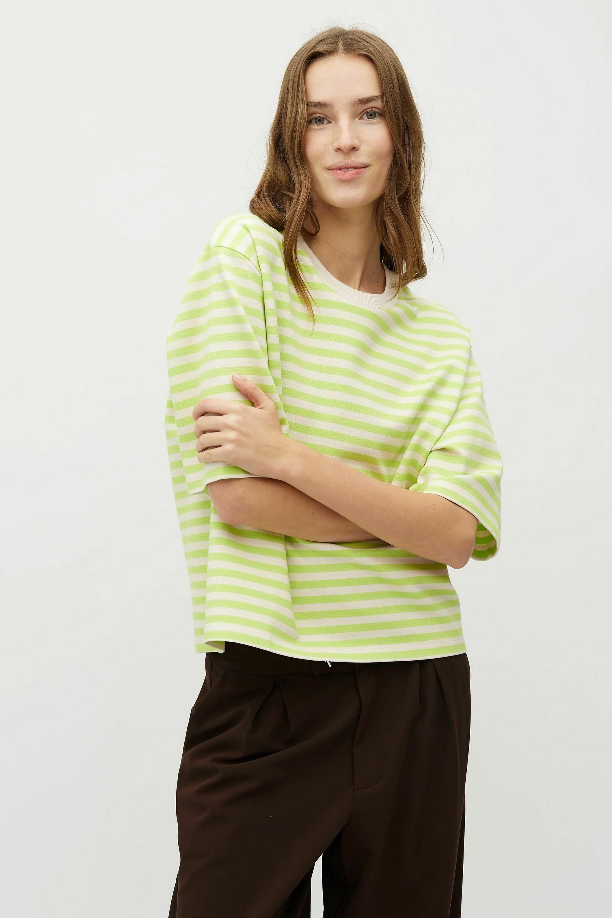 Happylifeshops Woman Tee mbyM Emrys Lime Sugar Stripe
