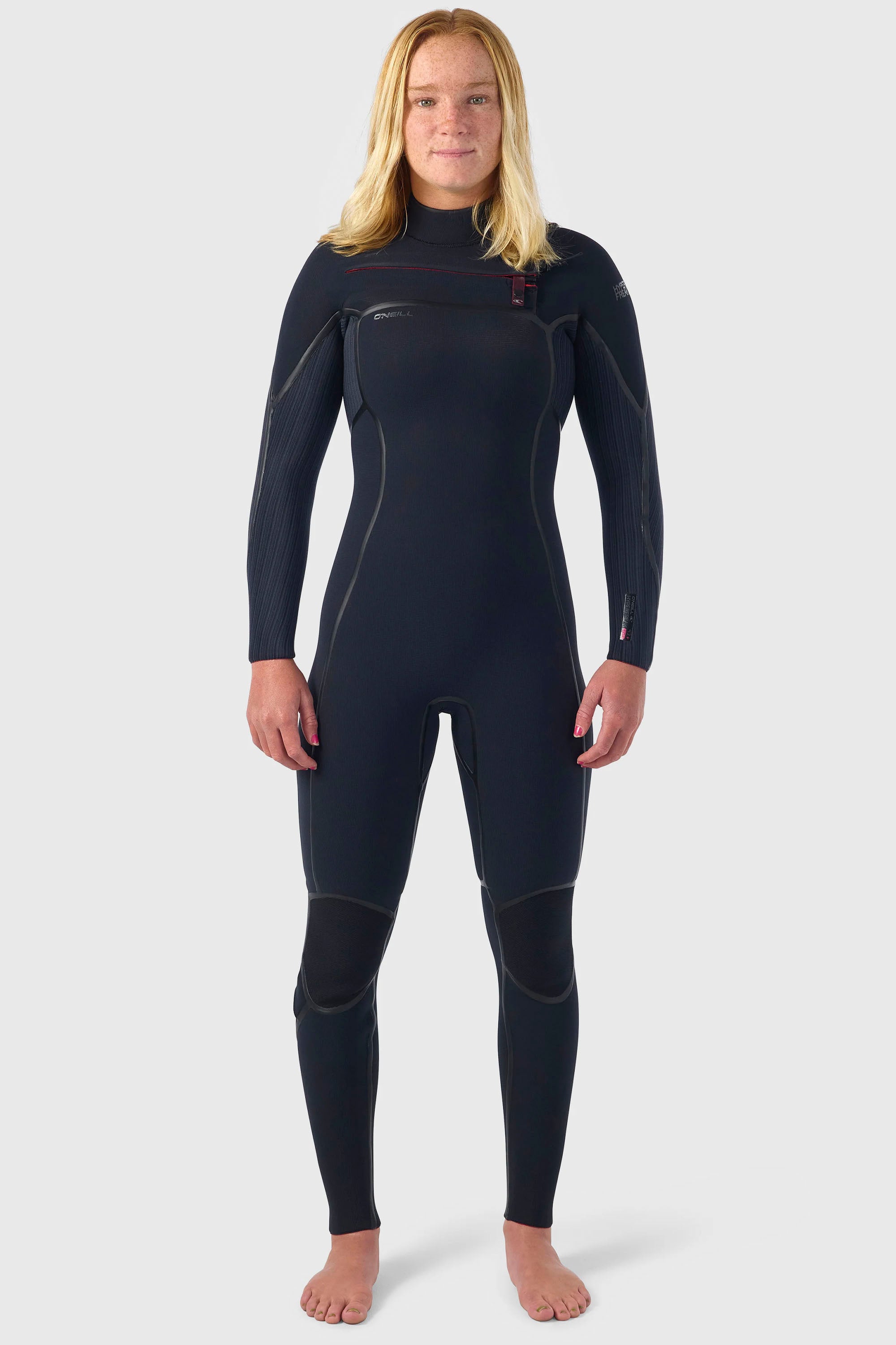 Happylifeshops O’Neill Women’s Hyperfreak Fire 4/3 mm Chest Zip Full Wetsuit in Black/Black