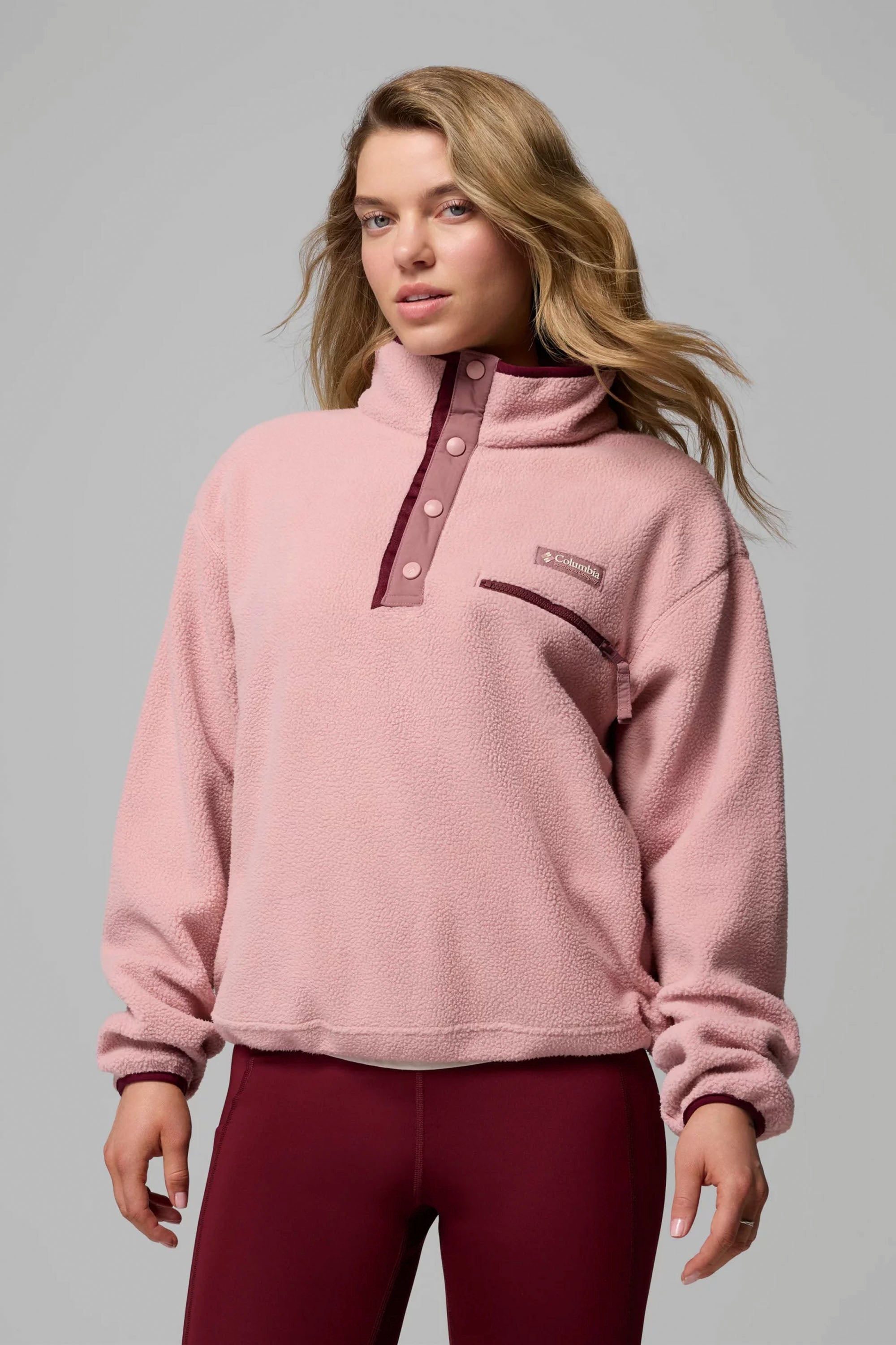 Happylifeshops Columbia women’s cropped Sherpa fleece in Eraser Pink