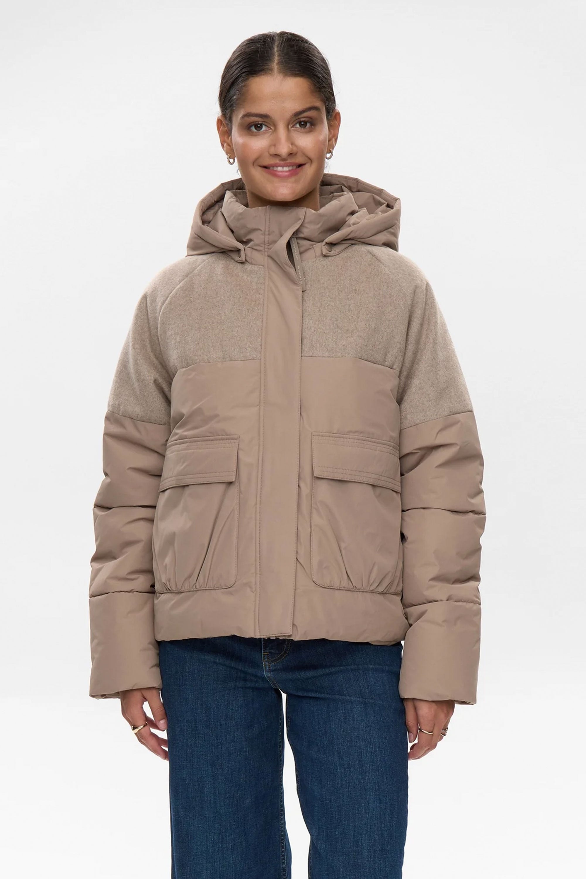 Happylifeshops Women Jacket Numph Nuwillow Short Jacket Taupe Gray 1